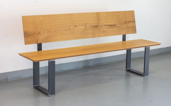 Natur geölter Sitzbank aus Eiche mit Kufen-Tischgestell